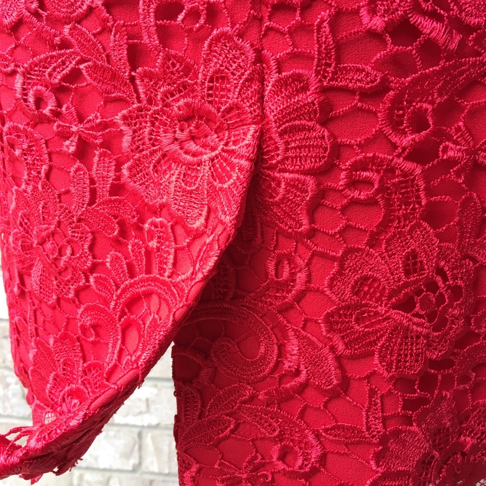 Calvin Klein Coctail Lace Overlay Red Dress Size 10 🌸 - Picture 4 of 8